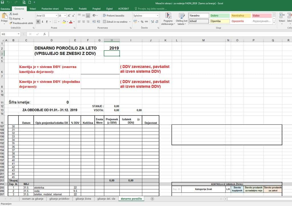 Excel obrazec 2020